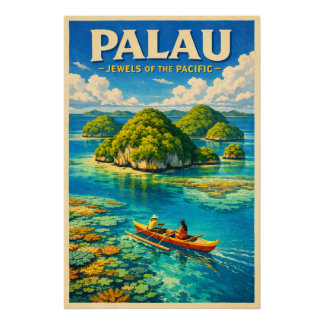 Palau in a classic retro travel poster