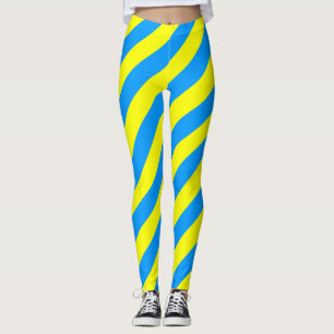 Palau National Flag Colours Diagonal Striped Leggings
