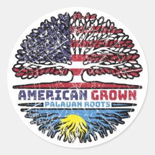 Palau Palauan American USA Tree Roots Flag Classic Round Sticker