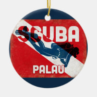 Palau Scuba Diver - Blue Retro