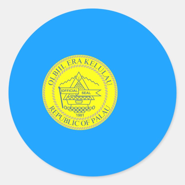 Palauan Flag & Seal, Flag of Palau Classic Round Sticker (Front)