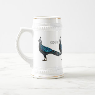 Palawan peacock pheasant bird cartoon illustration beer stein