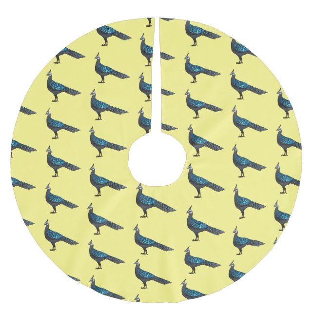 Palawan peacock pheasant bird cartoon illustration brushed polyester tree skirt (Front)
