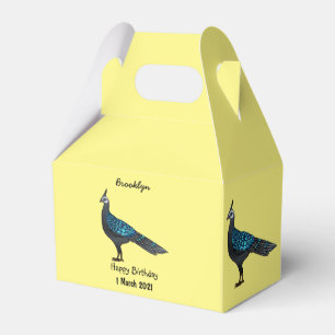 Palawan peacock pheasant bird cartoon illustration favor box