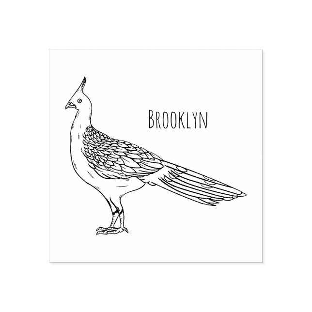 Palawan peacock pheasant bird cartoon illustration rubber stamp (Imprint)