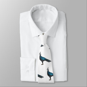 Palawan peacock pheasant bird cartoon illustration tie