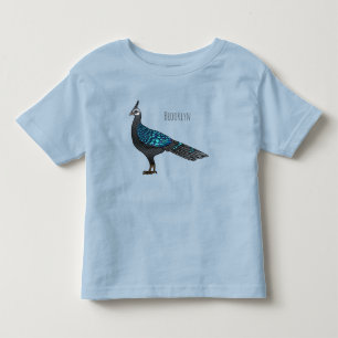 Palawan peacock pheasant bird cartoon illustration toddler t-shirt