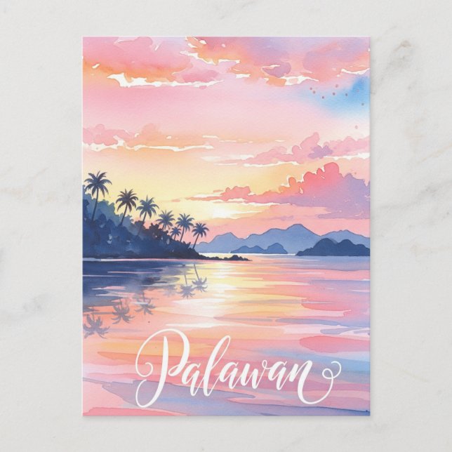 Palawan Philippines Watercolor Travel Postcard (Front)