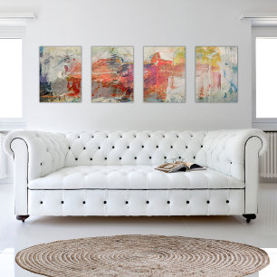 Pale Abstract Four Piece Print Set