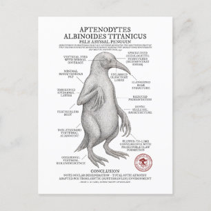 Pale Abyssal Penguin (Miskatonic Antarctic Survey) Holiday Postcard