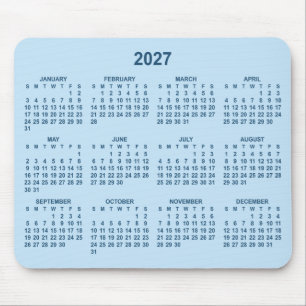 Pale and Dark Blue 2027 Calendar Mouse Pad