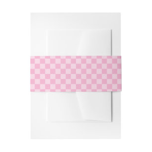 Pale and Light Pink Checkered Invitation Belly Band