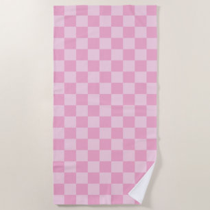 Pale and Light Pink Montone Checkered Beach Towel