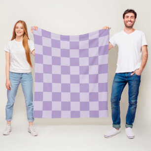 Pale and Pastel Purple Monotone Chequered Fleece Blanket