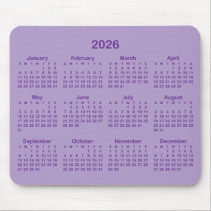 Pale and Royal Purple 2026 Calendar Mouse Pad