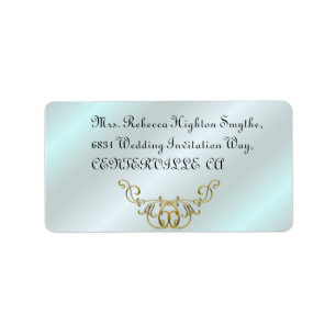 Pale Aqua and Gold Wedding Label
