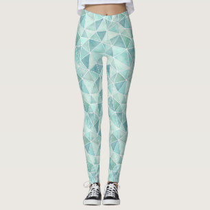 Pale Aqua Geometric Mosaic – Polygon Leggings