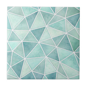 Pale Aqua Geometric Mosaic – Polygon Tile