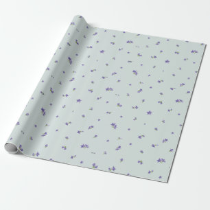 Pale Aqua Japanese Balloon Flower Floral Pattern Wrapping Paper