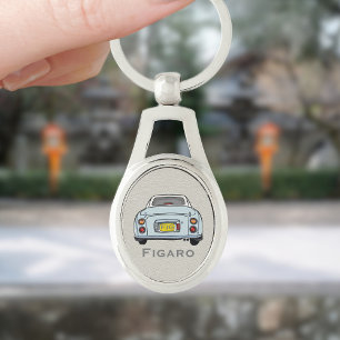 Pale Aqua Nissan Figaro Car Silver Keychain