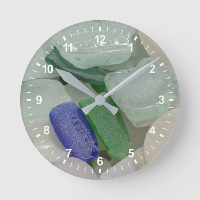 Pale Beach Glass Round Clock (Front)