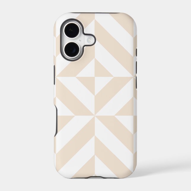 Pale Beige Geometric Deco Cube Pattern (Back)