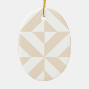 Pale Beige Geometric Deco Cube Pattern Ceramic Ornament