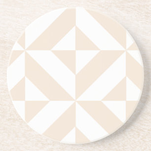 Pale Beige Geometric Deco Cube Pattern Coaster