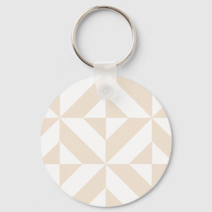 Pale Beige Geometric Deco Cube Pattern Keychain