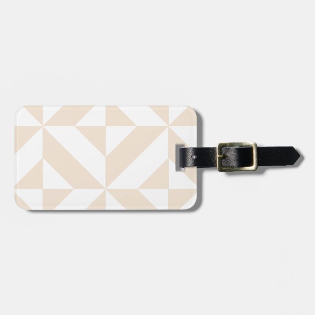 Pale Beige Geometric Deco Cube Pattern Luggage Tag (Front Horizontal)