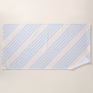 Pale blue and beige five stripes pattern beach towel