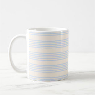 Pale blue and beige five stripes pattern coffee mug