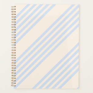 Pale blue and beige five stripes pattern planner