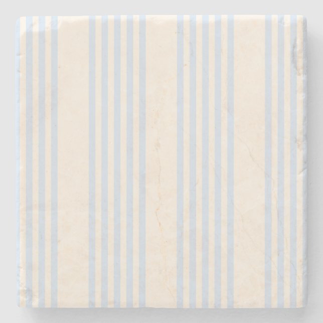Pale blue and beige five stripes pattern stone coaster (Front)