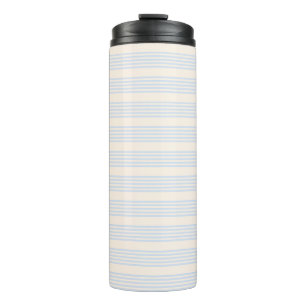 Pale blue and beige five stripes pattern thermal tumbler