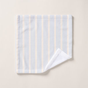 Pale blue and beige five stripes pattern wash cloth