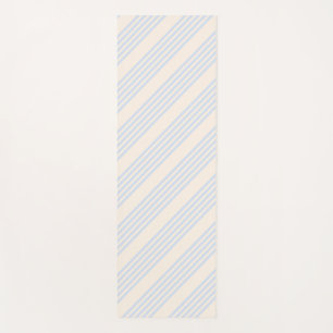 Pale blue and beige five stripes pattern yoga mat