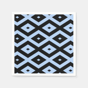 Pale blue and black diamond pattern napkin