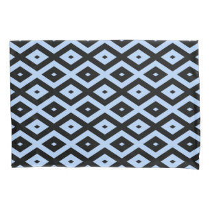 Pale blue and black diamond pattern pillowcase