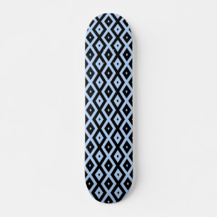 Pale blue and black diamond pattern skateboard