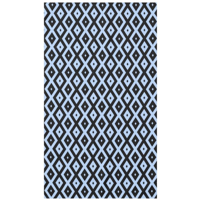 Pale blue and black diamond pattern tablecloth (Front)