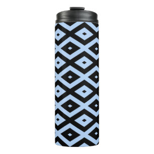 Pale blue and black diamond pattern thermal tumbler