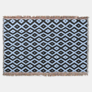 Pale blue and black diamond pattern throw blanket