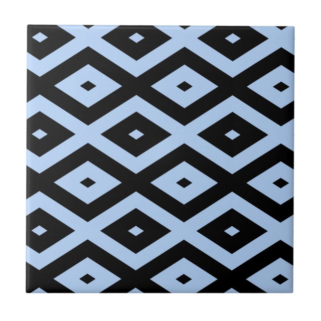 Pale blue and black diamond pattern tile (Front)
