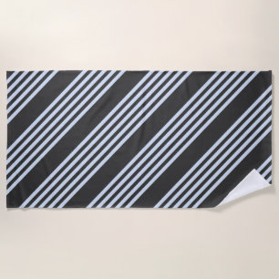 Pale blue and charcoal five stripes pattern beach towel