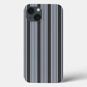 Pale blue and charcoal five stripes pattern iPhone 13 case