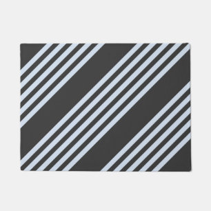 Pale blue and charcoal five stripes pattern doormat