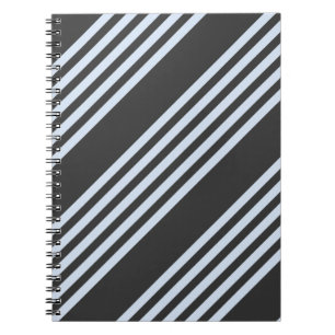 Pale blue and charcoal five stripes pattern notebook