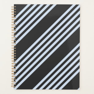 Pale blue and charcoal five stripes pattern planner