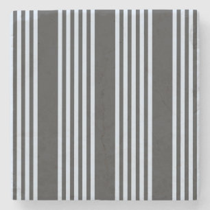 Pale blue and charcoal five stripes pattern stone coaster